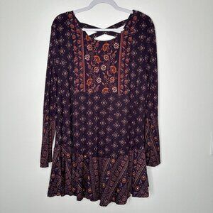 Style & Co Tunic Purple Floral Patchwork 2XL